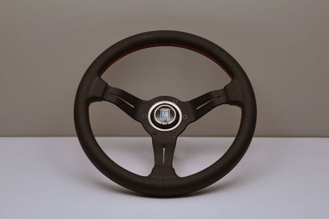NARDI DEEP CORN 330MM BLACK PERFORATED LEATHER / BLACK SPOKES